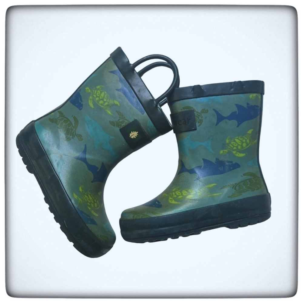 Oakiwear Shark & Sea Turtle Baby Toddler Boy Rain Boots-6